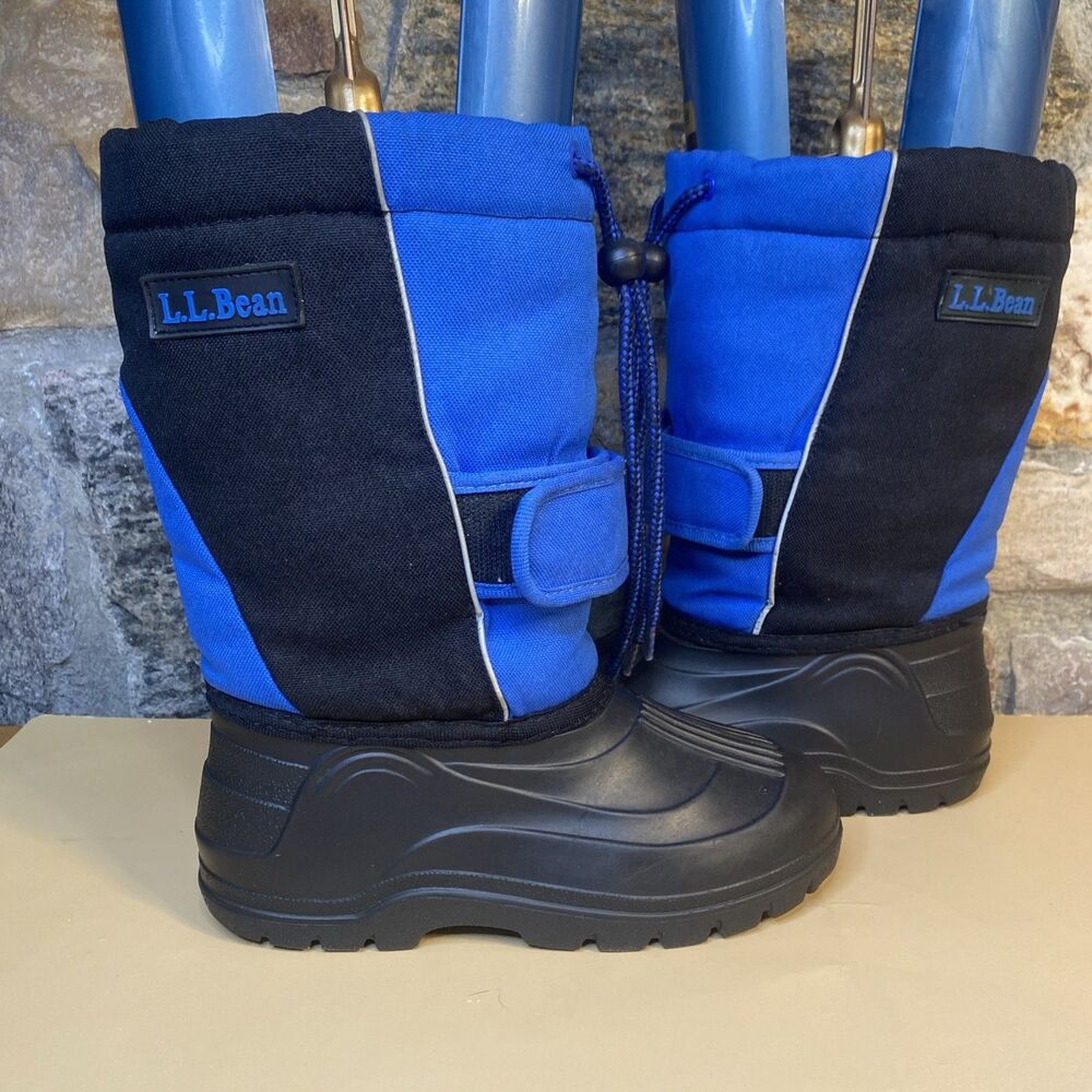 LL Bean Northwoods Snow Boots Blue Waterproof Wool Liner Kids Size 4 Winter